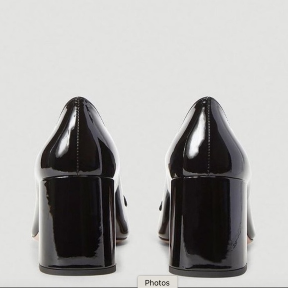 $995- PRADA Vernice Patent Loafer Black Pumps /  Logo - Picture 8 of 12